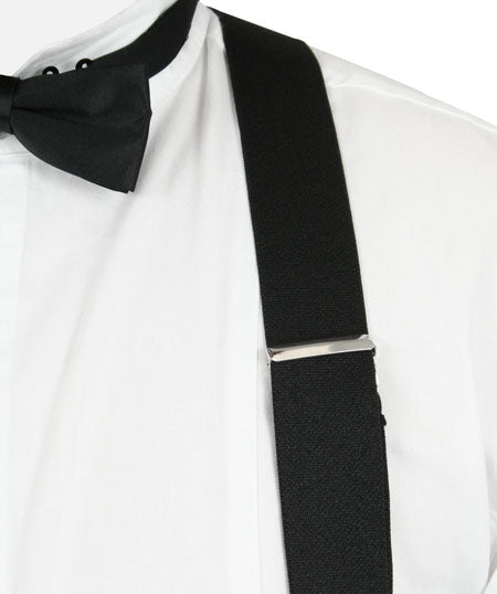 Black Elastic X-Back Braces (Long)