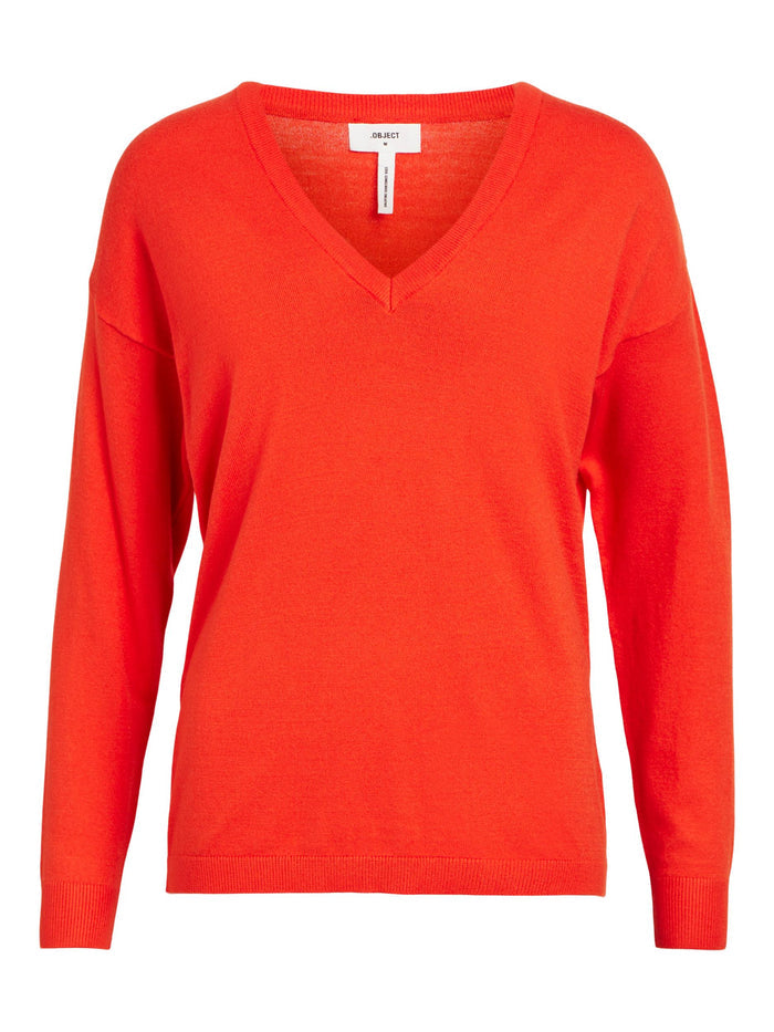 ELEANA V-NECK JUMPER (CHERRY TOMATO)
