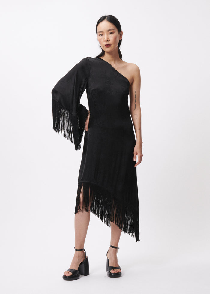 ELENA ONE SHOULDER DRESS (BLACK)