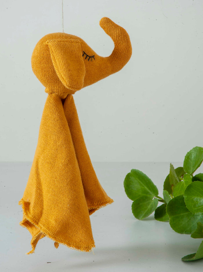 Elephant Comforter Mustard Stuffed Baby/Plush/Soft Toy  | 100% Organic cotton