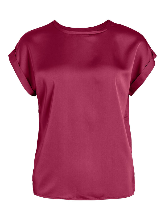 ELLE SATIN TOP (BEET RED)
