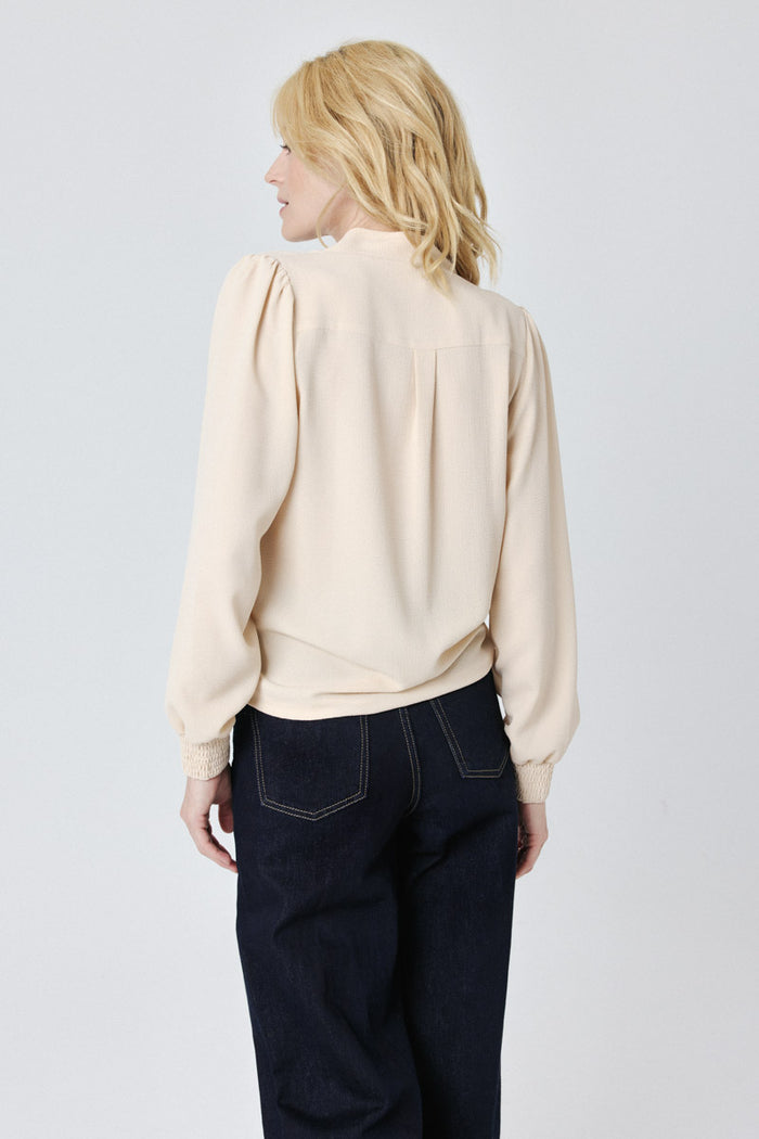 Eloina Faux Wrap Blouse (Beige)