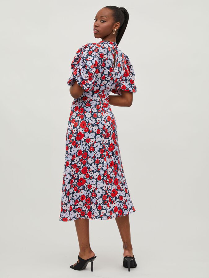 Elvita Midi Dress (Navy/Red)