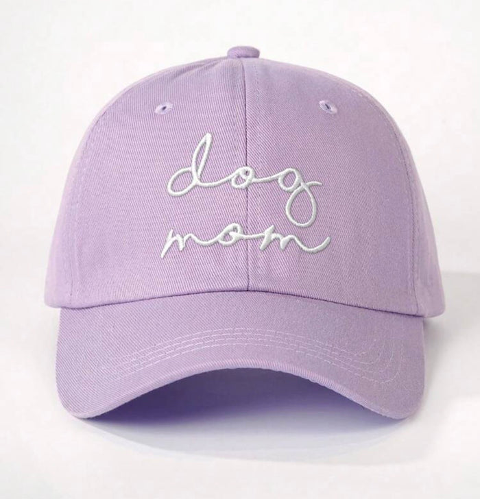 Embroidered "Dog Mom" Script Baseball Cap