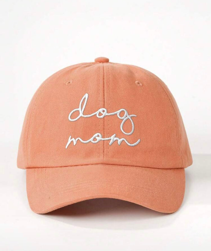 Embroidered "Dog Mom" Script Baseball Cap