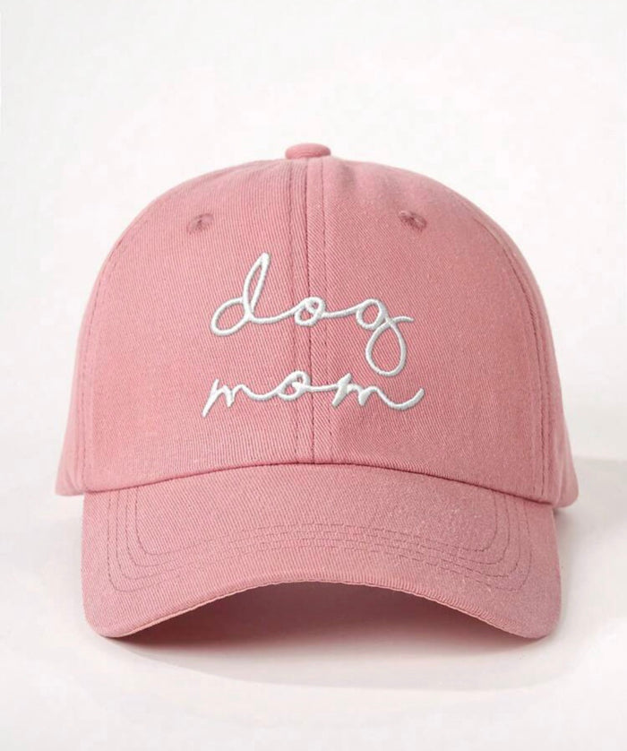 Embroidered "Dog Mom" Script Baseball Cap