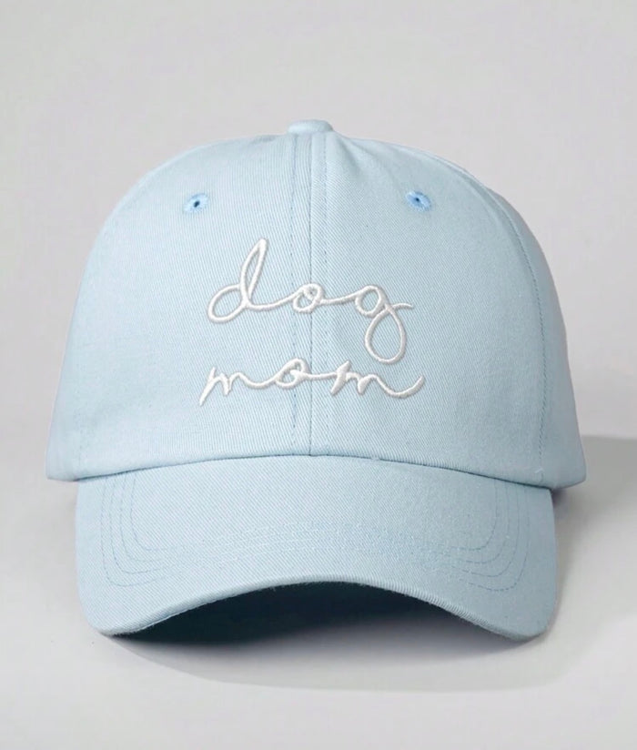 Embroidered "Dog Mom" Script Baseball Cap