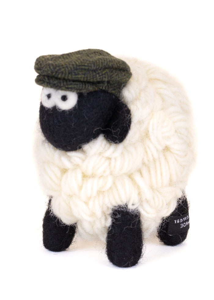 Erin Knitwear Knitted Sheep | Green Flat Cap - Medium