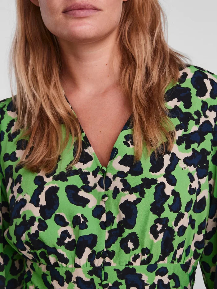 Erinn Midi Dress (Green Grass/Leo)