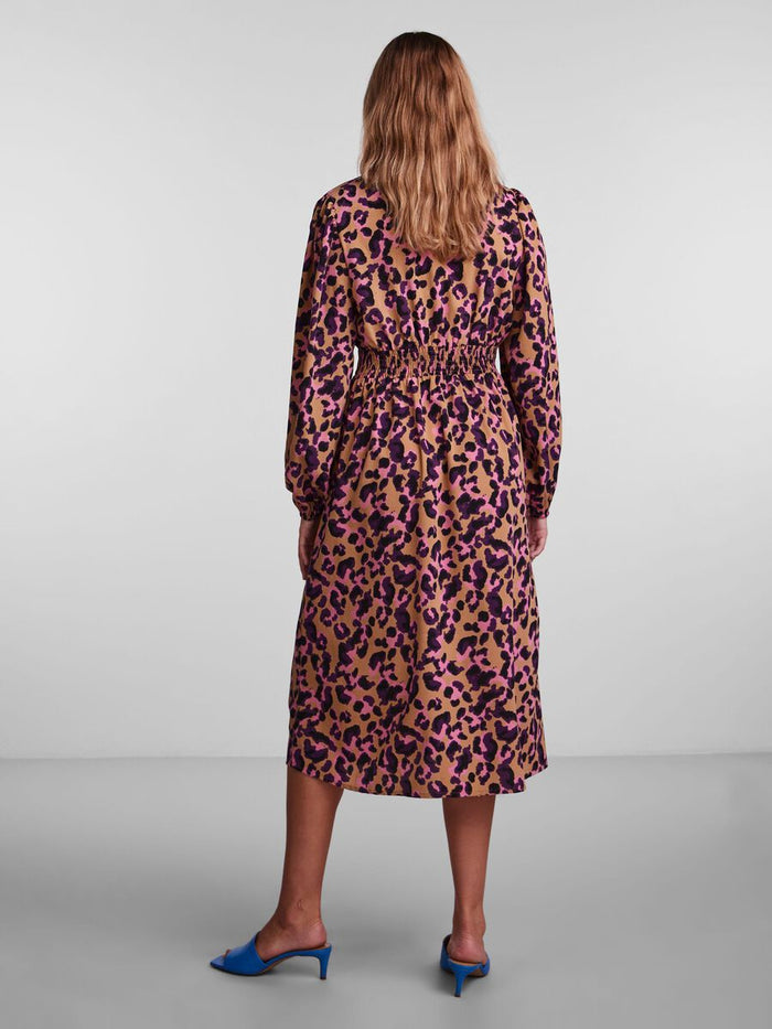 Erinn Midi Dress (Indian Tan/ Leo)