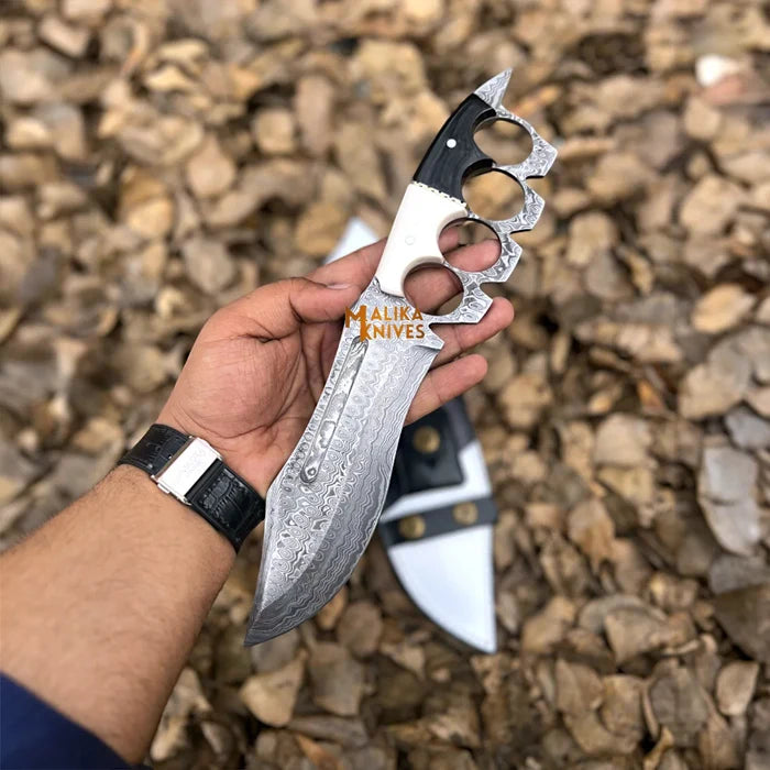Experience Precision and Style with the Damascus Knuckle Bowie Knife - RFE Marketing Ventures