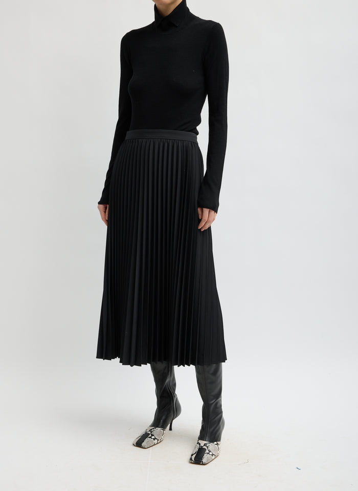 FEATHER WEIGHT RIBBED SWEATER SPLIT NECK TURTLENEC