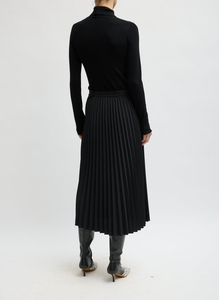 FEATHER WEIGHT RIBBED SWEATER SPLIT NECK TURTLENEC