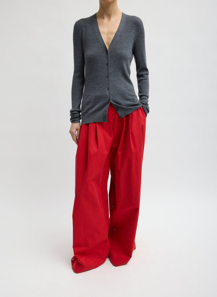 FEATHER WEIGHT RIBBED VNECK SLIM CARDIGAN