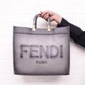 FENDI GREY LEATHER MEDIUM SUNSHINE TOTE