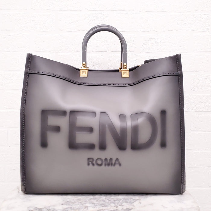 FENDI GREY LEATHER MEDIUM SUNSHINE TOTE
