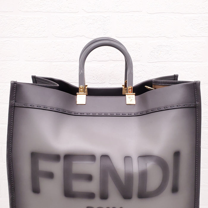 FENDI GREY LEATHER MEDIUM SUNSHINE TOTE