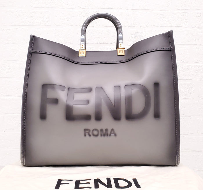 FENDI GREY LEATHER MEDIUM SUNSHINE TOTE