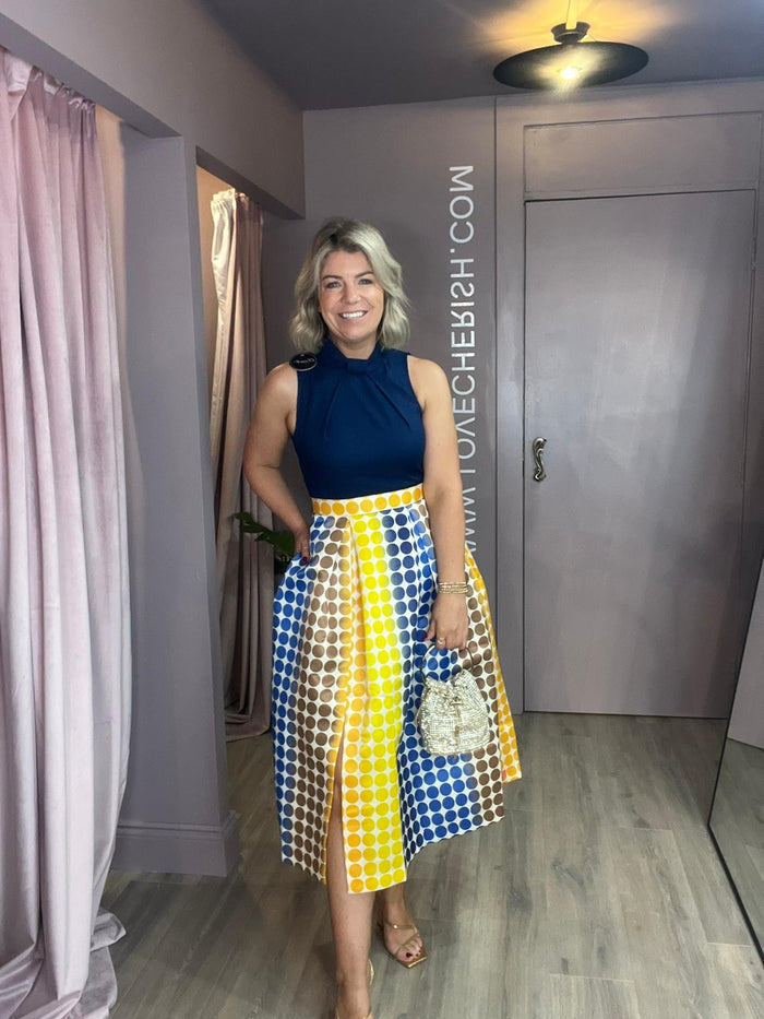 Fernanda Full Skirt Dress (Navy)