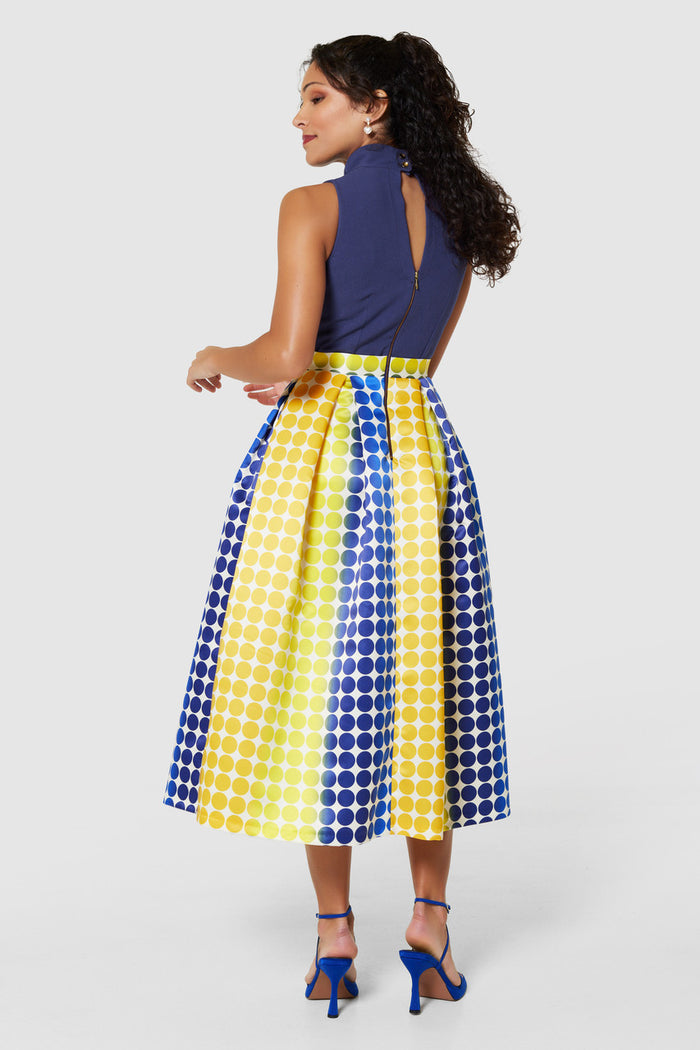 Fernanda Full Skirt Dress (Navy)