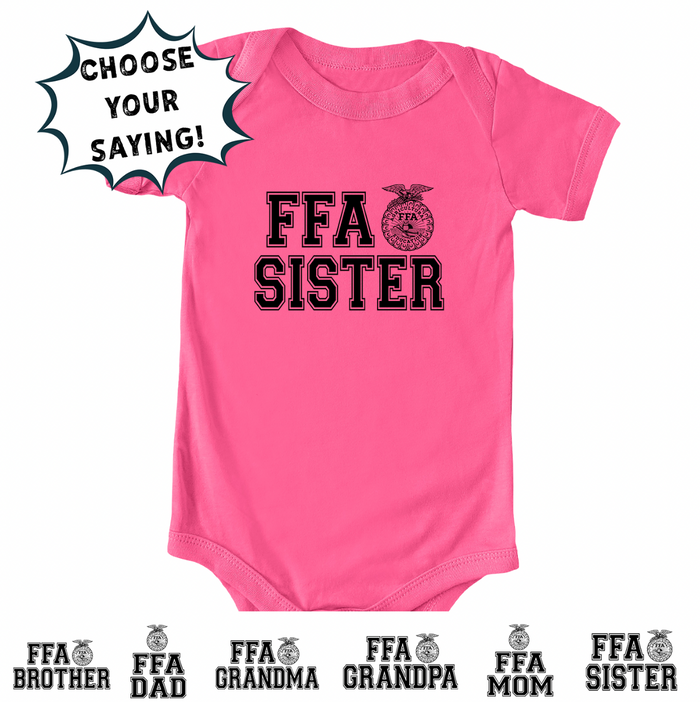 FFA Emblem-CHOOSE YOUR SAYING- Infant/Toddler/Youth