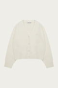 FLUFFY KNIT EMBLEM CARDIGAN - OFF-WHITE