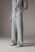 FLUFFY KNIT EMBLEM EMBROIDERED JOGGER - GREY MARL