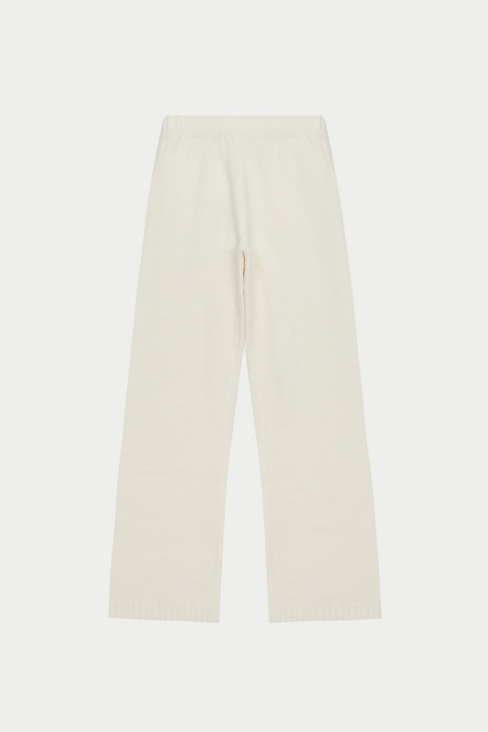 FLUFFY KNIT EMBLEM EMBROIDERED JOGGER - OFF-WHITE