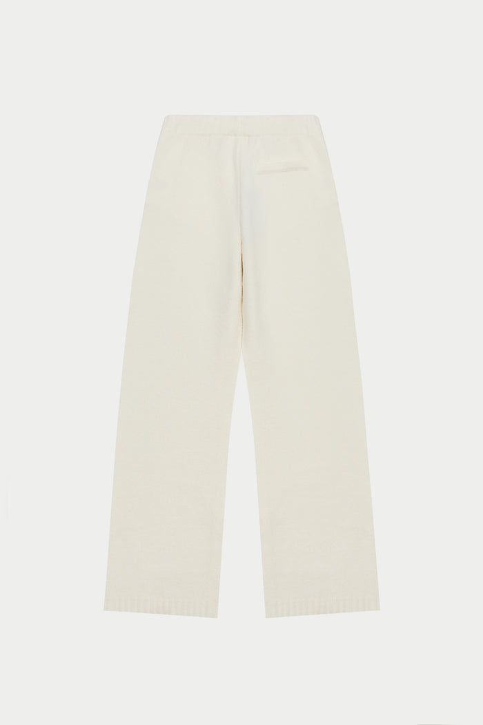 FLUFFY KNIT EMBLEM EMBROIDERED JOGGER - OFF-WHITE