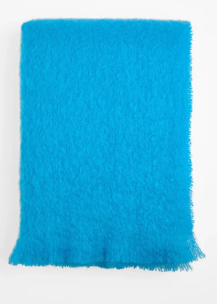 Foxford Boyne Mohair Throw - Blue Irish Luxury Blanket