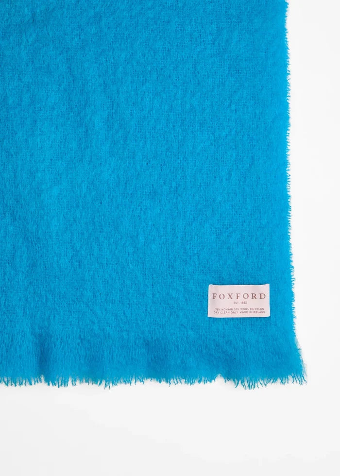 Foxford Boyne Mohair Throw - Blue Irish Luxury Blanket