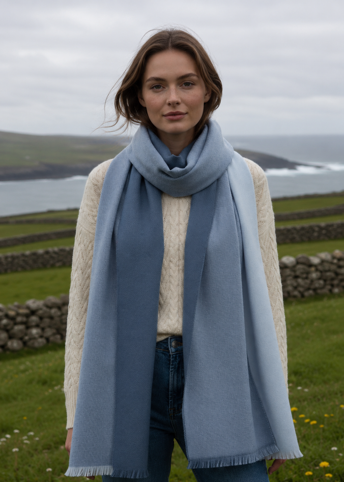 Foxford Denim Block Extra-Fine Merino Scarf