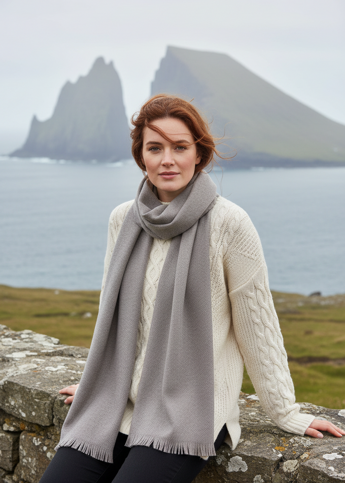 Foxford Fine Wool Cashmere Blend Scarf | Taupe