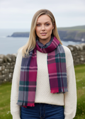 Foxford Green Grey Check Extra Fine Merino Scarf