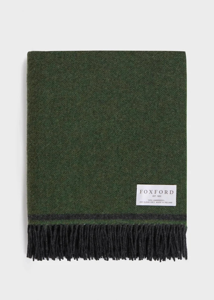 Foxford Lambswool Throw | Eoghan - Leaf Charcoal