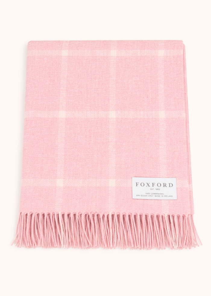 Foxford Lambswool Throw | Pink White