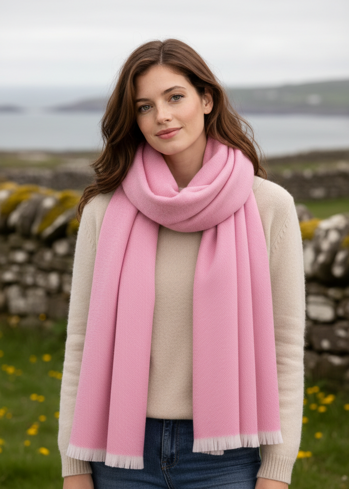 Foxford Pink Twill Giant Merino Wool Scarf