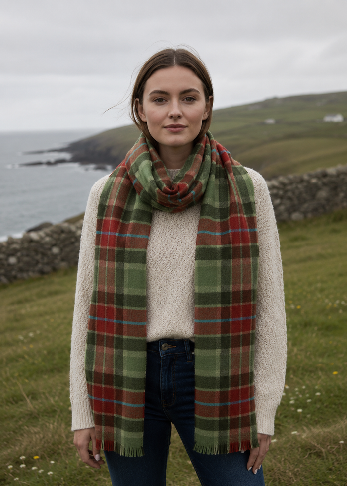 Foxford Rust Tartan Extra-Fine Merino Scarf