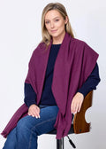 Foxford Solid Aubergine Fine Wool Cashmere Blend Scarf