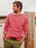 Aubin Raspberry Garsdale Slub Crew | Crew Neck