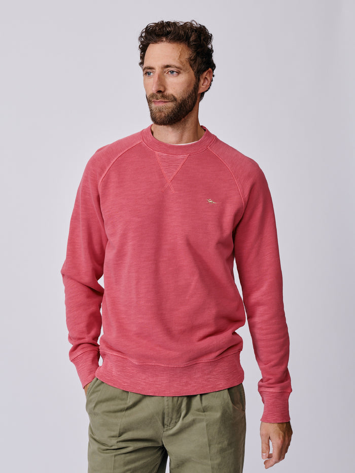 Aubin Raspberry Garsdale Slub Crew | Crew Neck