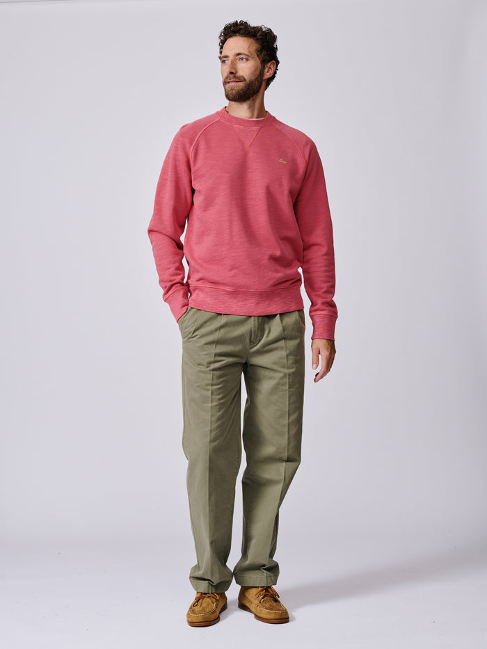 Aubin Raspberry Garsdale Slub Crew | Crew Neck
