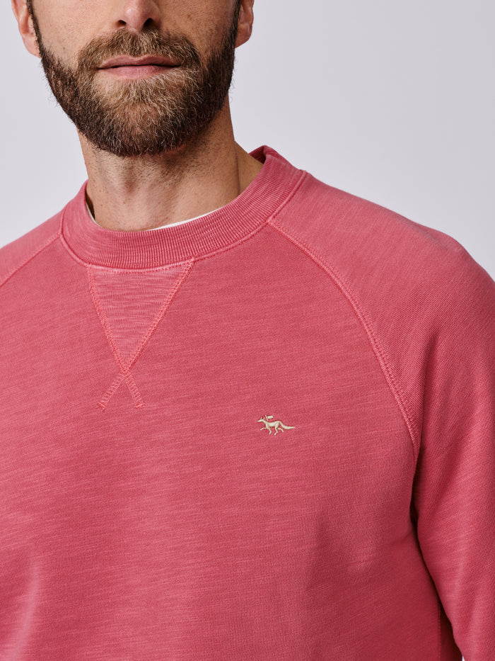 Aubin Raspberry Garsdale Slub Crew | Crew Neck