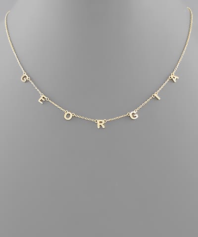 Georgia State Letter Necklace – Chic Gold-Tone Minimalist Jewelry