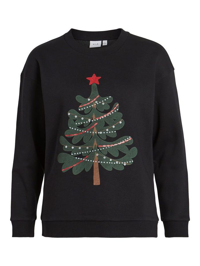 Glitter Tree Christmas Jumper (Black)