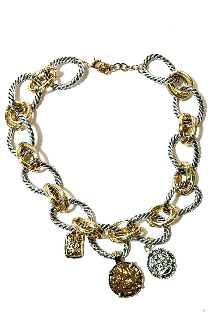 Style the Gold & Silver Coin Chain Necklace exclusively at Born To Glam