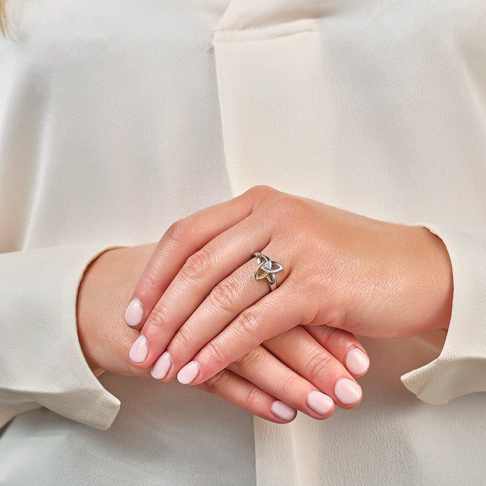 Gold & Silver Diamond Trinity Knot Ring