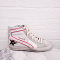 GOLDEN GOOSE WHITE 'SLIDE' SNEAKERS WITH SEQUIN AND LEOPARD DETAIL - SIZE 34