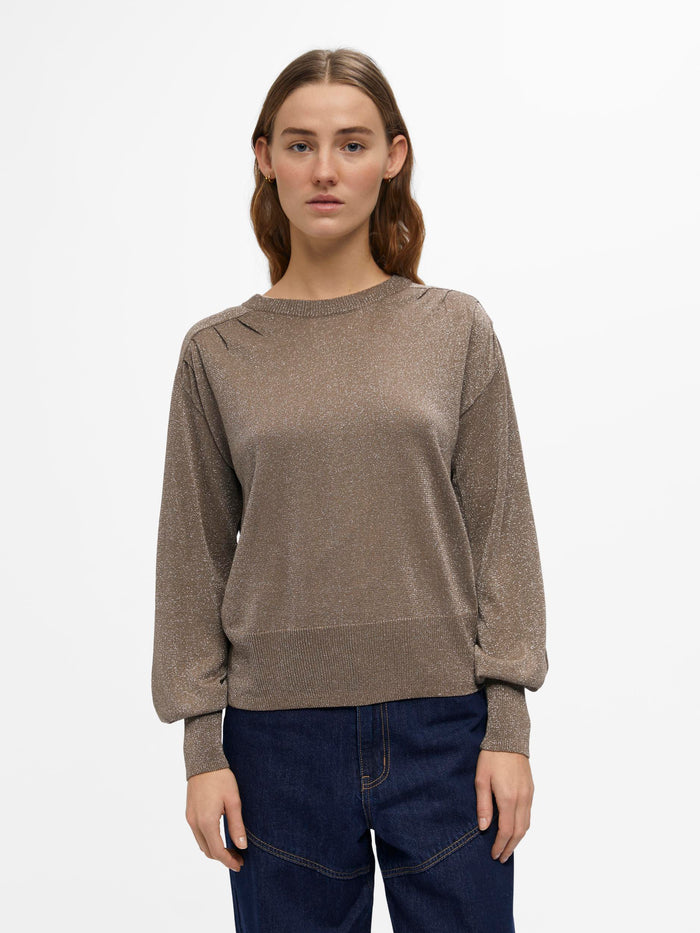 GRACE GLITTER JUMPER (FOSSIL/SILVER)
