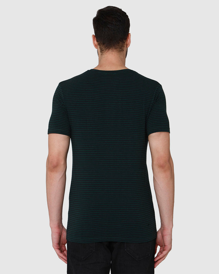 Green Striped Crew Neck T-Shirt